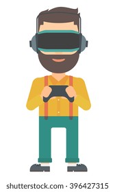 Mann mit einem Headset für virtuelle Realität.