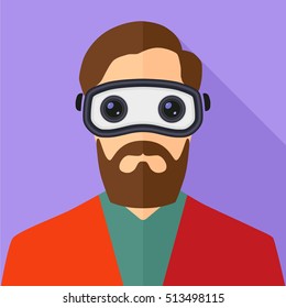 Man wearing virtual reality headset