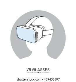 A man wearing virtual reality (or VR) glasses - vector icon