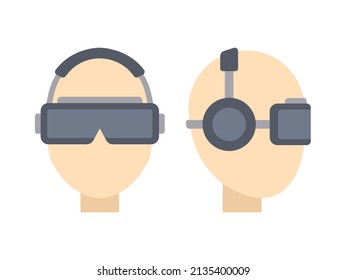 man wearing vr headset illustration. virtual reality gadget with flat design style. Suitable to use for any design purpose.