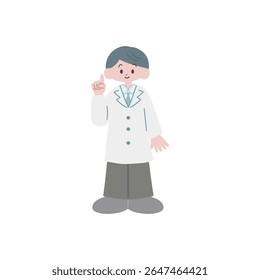 A man wearing a white coat giving a guide