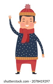 man wearing winter clothes character