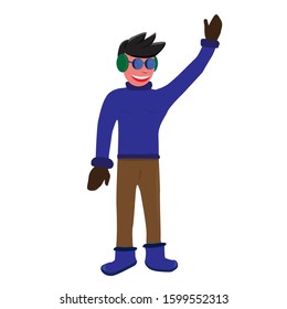 Man wearing Winter Clothes. Stock Vector illustration isolated on white background.