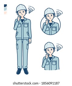 A Man wearing workwear with be troubled images.
It's vector art so it's easy to edit.
