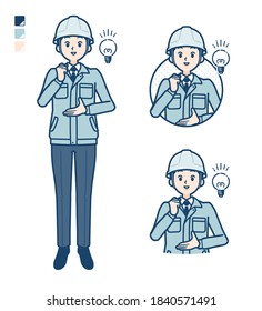 A Man wearing workwear with came up with images.
It's vector art so it's easy to edit.
