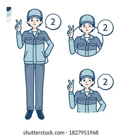 A Man wearing workwear with Counting as 2 images.It's vector art so it's easy to edit.