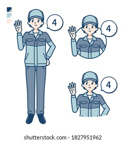 A Man wearing workwear with Counting as 4 images.It's vector art so it's easy to edit.