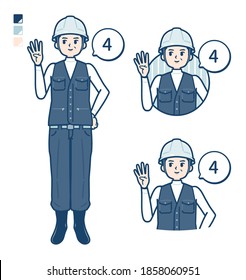 Un hombre usando ropa de trabajo con Contar como 4 imágenes.Es arte vectorial, así que es fácil de editar.