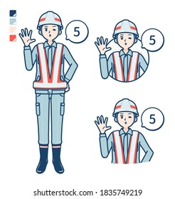 A Man wearing workwear with Counting as 5 images.It's vector art so it's easy to edit.