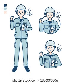 A Man wearing workwear with Holding a smartphone and anger images.
It's vector art so it's easy to edit.
