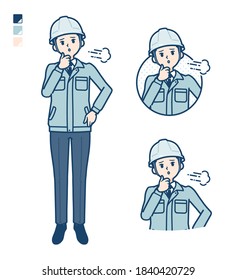 A Man wearing workwear with Sighing images.
It's vector art so it's easy to edit.
