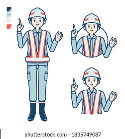 A Man wearing workwear with speaking image.
It's vector art so it's easy to edit.
