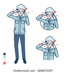 A Man wearing workwear with Suffer from pollen allergy images.
It's vector art so it's easy to edit.

