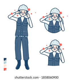 A Man wearing workwear with Suffer from pollen allergy images.
It's vector art so it's easy to edit.
