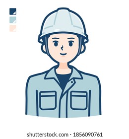 A Man wearing workwear with upper body image.
It's vector art so it's easy to edit.
