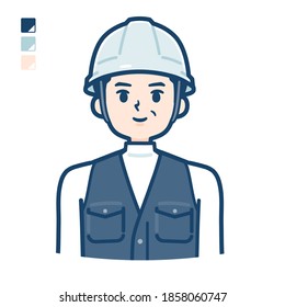 A Man wearing workwear with upper body image.
It's vector art so it's easy to edit.
