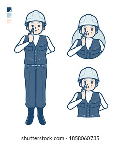 A Man wearing workwear with Whispering images.
It's vector art so it's easy to edit.
