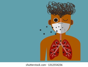 A man wears a face mask to protect against air pollution
