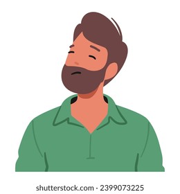 Man Wears An Offended Expression, Eyebrows Furrowed, Lips Downturned, As His Eyes Convey Displeasure. Body Language Exudes Discomfort, Signaling A Sense Of Insult Or Hurt Feelings. Vector Illustration