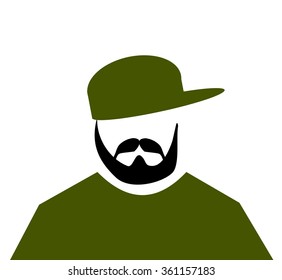 man weary army green hat and shirt