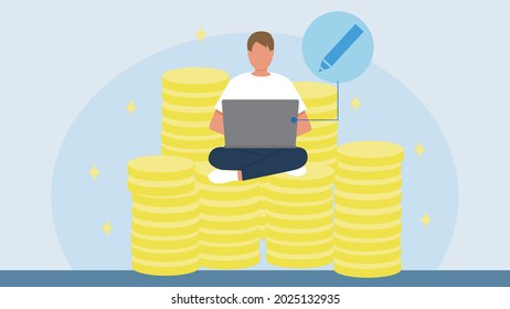a man is web writing illustration