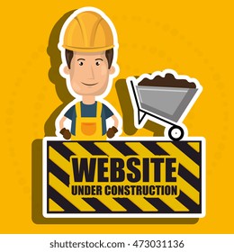 man website under construction avatar vector illustration design
