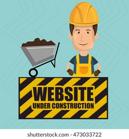 man website under construction avatar vector illustration design