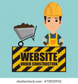 man website under construction avatar vector illustration design