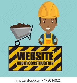 man website under construction avatar vector illustration design
