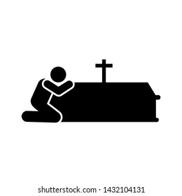 Man weep coffin dead sorrow icon. Element of pictogram death illustration