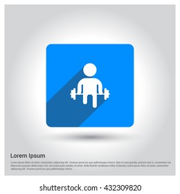 Man with weight barbell icon