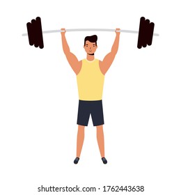 Man with weight design, Gym sport bodybuilding healthy lifestyle activity cardio leisure and exercise theme Vector illustration