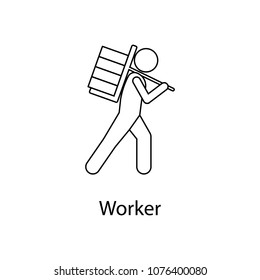 man with weight illustration. Element of a person carries for mobile concept and web apps. Thin line man with weight illustration can be used for web and mobile. Premium icon on white background