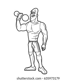 man weight lifting bodybuilding sport image line