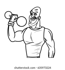 man weight lifting bodybuilding sport line