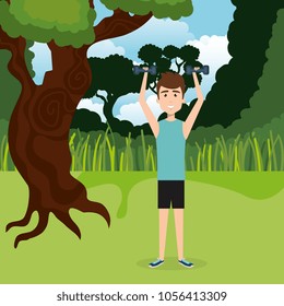 man weight lifting in the field