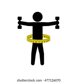 man weight lifting meter healthy lifestyle fitness gym bodybuilding icon. Flat and Isolated design. Vector illustration
