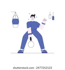 Man Weight Lifting Outline Illustration