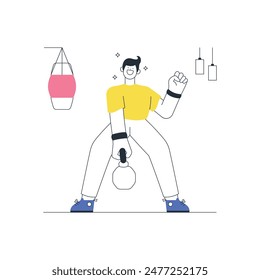 Man Weight Lifting Outline Illustration