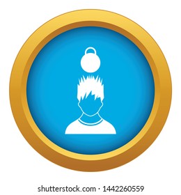 Man with the weight over head icon blue vector isolated on white background for any design