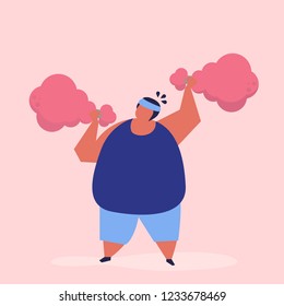 Man weightlifting a fried chicken drumstick illustration