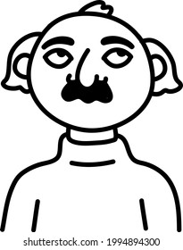 Man with weird ears, illustration, on a white background.