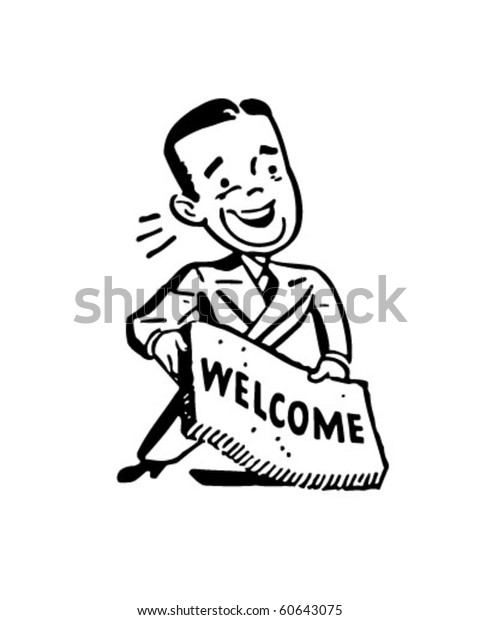 Man Welcome Mat Retro Clip Art Stock Vector Royalty Free 60643075