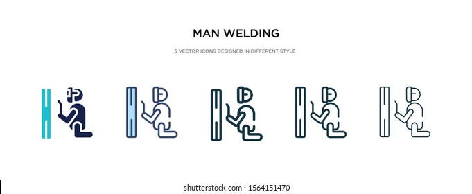 man welding icon in different style vector illustration. two colored and black man welding vector icons designed in filled, outline, line and stroke style can be used for web, mobile, ui