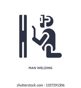 man welding isolated icon. Simple element illustration from behavior concept. man welding editable logo symbol design on white background. Can be use for web and mobile.
