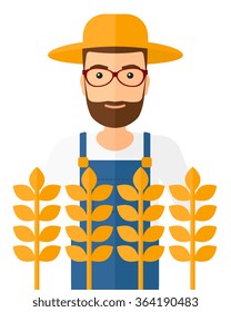 Man in wheat field.