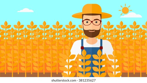 Man in wheat field.