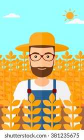 Man in wheat field.