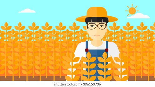 Man in wheat field.