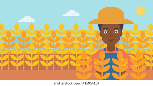 Man in wheat field.